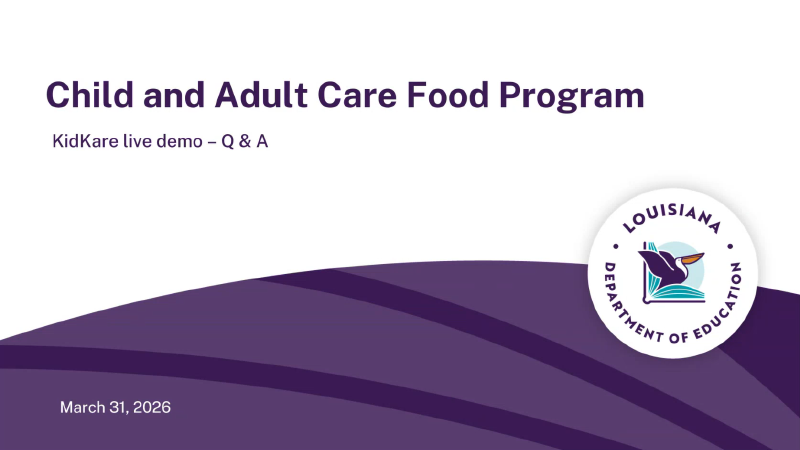 CACFP KidKare Live Demo - March 31, 2026