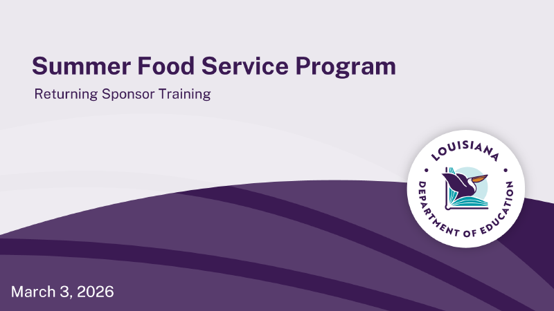SFSP - 2026 USDA Summer Food Service Program - Returning Sponsors - March 3, 2026